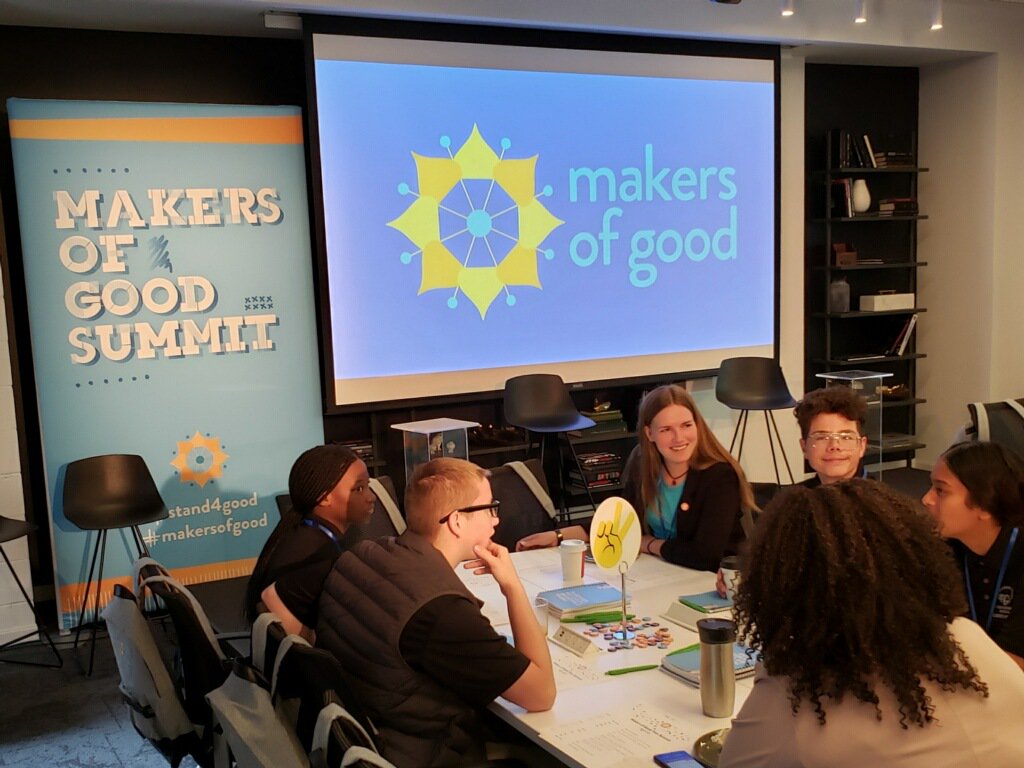 miltonhershey's tweet photo. Last week, these four Milton Hershey School students attended The @HersheyCompany's Makers of Good Summit in NYC! It was an event created by teens for teens with the goal of creating more empathetic and inclusive communities. Together we #Stand4Good. #MHSPowerofOne https://t.co/WmUowucBKo