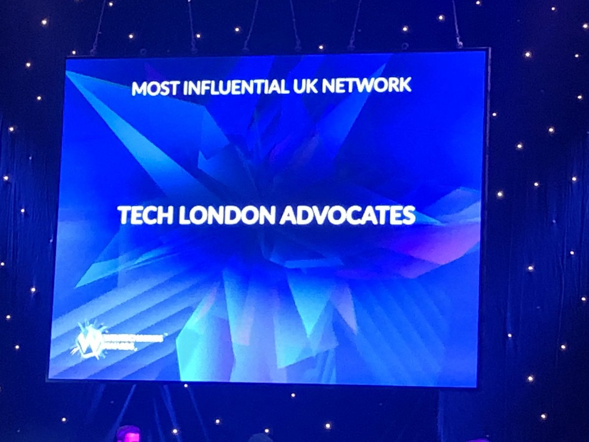 RussShaw1's tweet photo. Honoured to receive #WinTechAwards for @TechLondonAdv Most Influential UK Network and dedicated the award to the brilliant @SarahRecruiter leader of @TLAWomeninTech https://t.co/rlkvvPKRxs