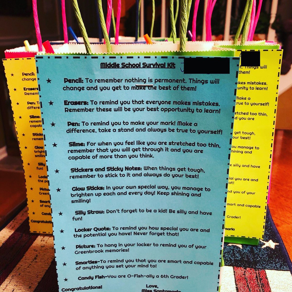 While it’s sad to see them go, I know our 5th graders are off to accomplish great things! Gave each of my 5th graders a middle school survival kit to help them each remember how amazing they are! <a href="/jodi_mahoney/">Jodi Mahoney</a> @sfehte_SBSD <a href="/faigin_laurie/">Laurie Faigin</a>