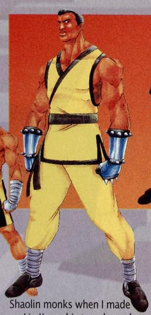 Original designs for Jax included a kickboxer and him wearing a yellow outfit with metal hands that clanged on impact. Yellow outfit Jax went as far as being filmed against the blue screen, but the outfit was soon discarded.Sidenote: He split the yellow pants doing a high kick.
