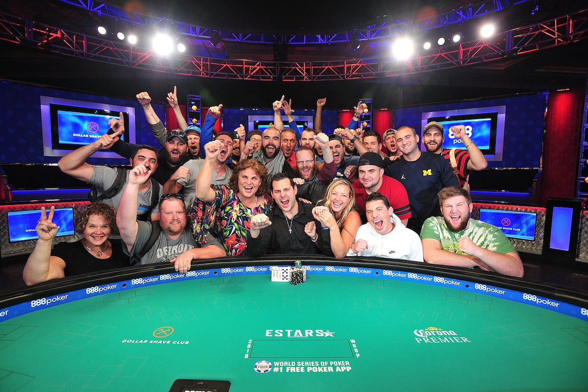 WSOP's tweet photo. Lansing, Michigan's Dash Dudley wins Event #52 at the 2019 @WSOP, $10,000 Pot-Limit Omaha 8-Handed. @DashDudley, a PLO specialist, collects his first bracelet and a whopping $1,086,967 payday. https://t.co/eSRXGj3UZk https://t.co/8Y9s448EQQ