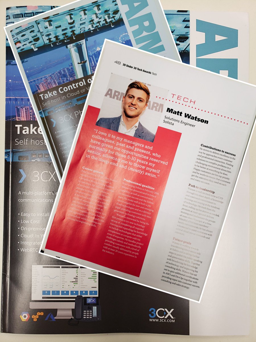 SolistaANZ's tweet photo. Look what came in the mail this morning! The latest @ARNnet magazine features our young Solista star Matt Watson. Grab your copy to read interviews with ARN 30 under 30 award winners. 
#proud #solistafamily #30under30 #awardwinner https://t.co/qwRwYCoXyw