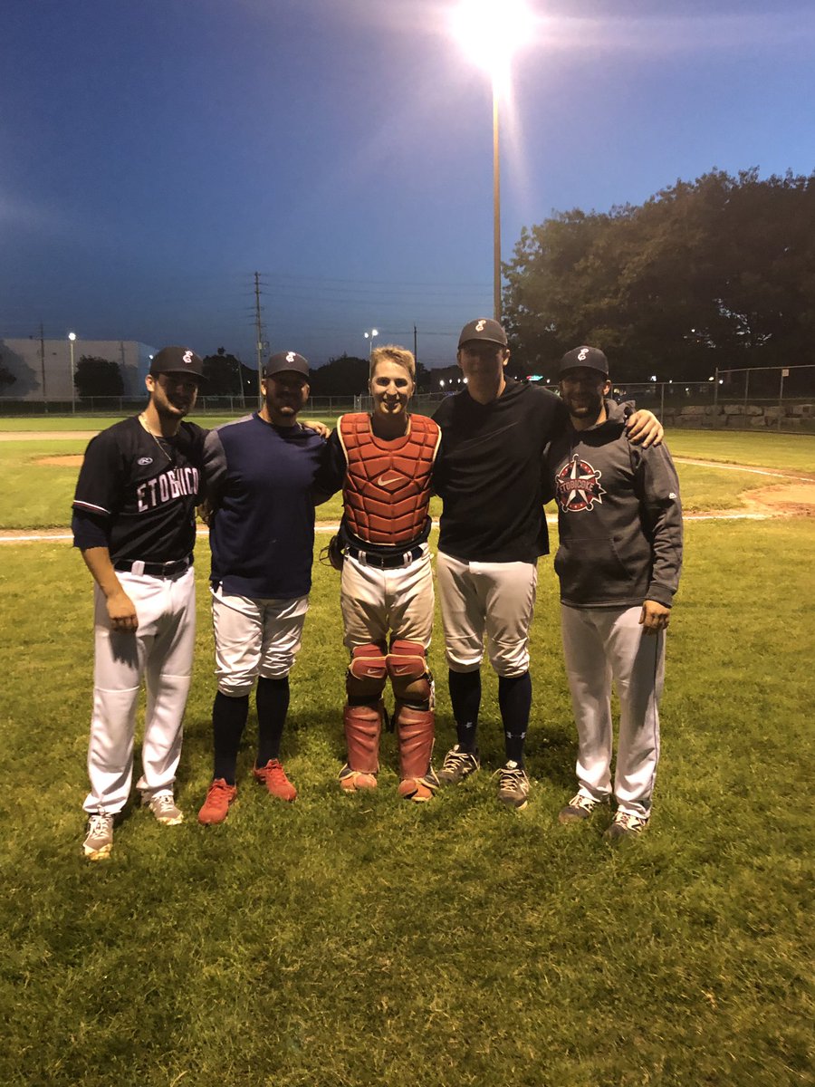 EtobRangers's tweet photo. The No-Hitter gang. Huge shoutout to Tyler Randa who called the game behind the dish! @COBABaseball https://t.co/KXUQ9A0iaJ