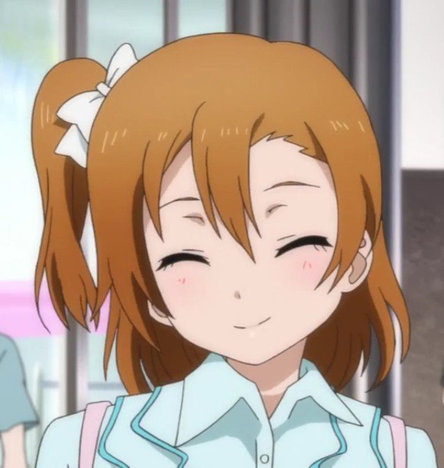 day 36: havent been feeling well recently and i see a similar feeling is going around .. so here& #39;s a cute smiley honoka to brighten the mood!!she is cheering you guys on !! and i& #39;ll always support you guys if you need me~