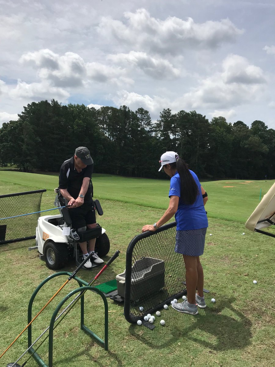 YELLFORE's tweet photo. @GSGA and @AdaptiveGolf Association collaborate every 4th Tuesday at RiverPines GC providing seated players options of accessibility: #paramobile and #Solorider cars along with other alternatives to participate in this great sport. https://t.co/gcGZzKCspS