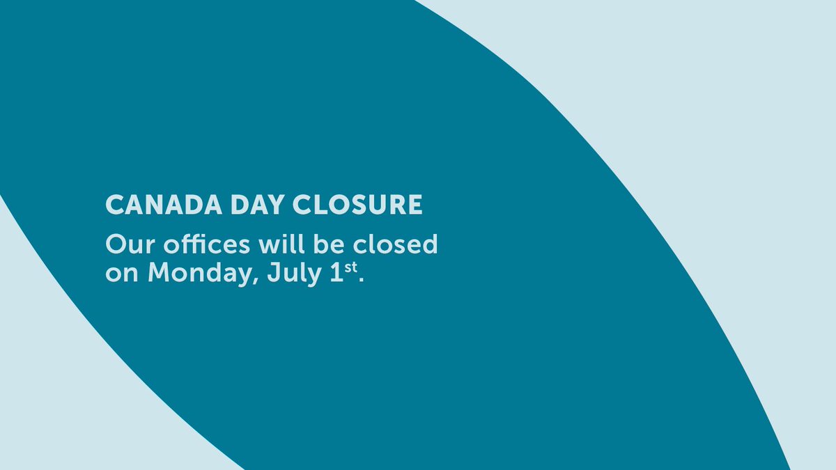 Please note our offices will be closed on Monday, July 1, 2019 for Canada Day. Our regular hours of operation are Monday to Thursday 8:00 a.m. to 4:30 p.m. CST and Friday 9:00 a.m. to 4:30 p.m. CST. You can reach us at 1-855-787-1577. We hope you have a safe and happy Canada Day.