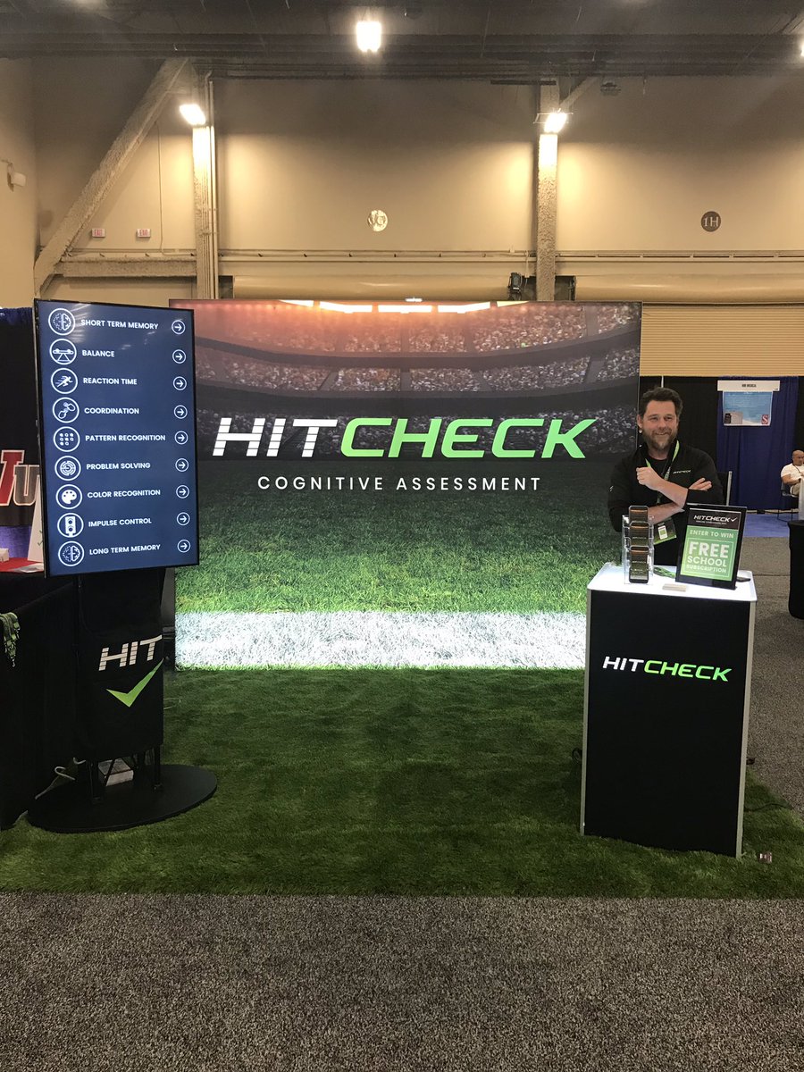 HitCheck's tweet image. #NATA2019 Come enter to win a free one-year subscription for your athletic program! #HitCheck #ConcussionTesting #CognitiveAssessment
