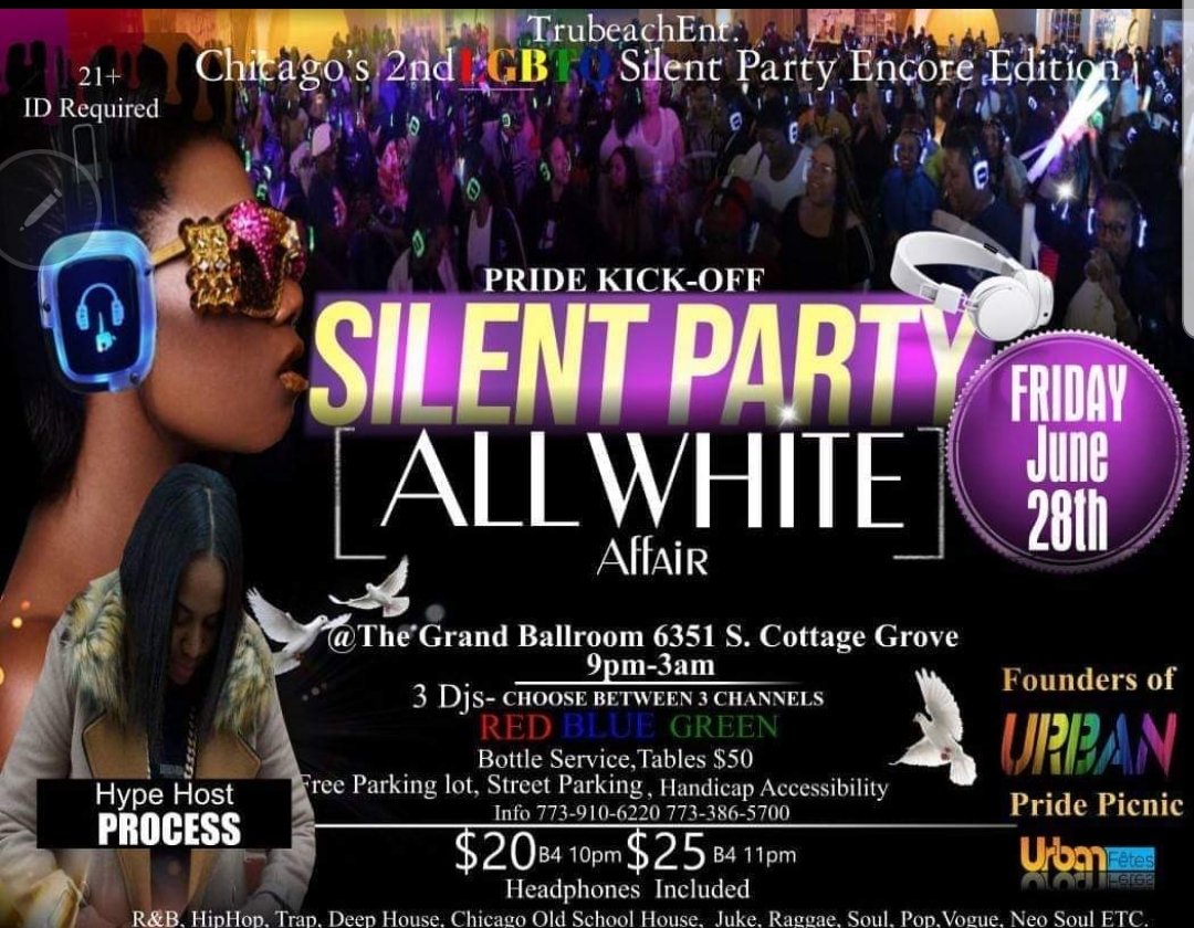 Process287's tweet image. It's Going Down This Fridayyy "  #TheJumpOff " For PRIDE Weekend❤🧡💛💚💙.  Chicago 2nd LGBTQ Silent Party Hosted By Your Girls Fav 🖤 If you Missed the First  One You Dont Want To Miss This One ❗❗  Brought to you By "TruBeach Ent" Trina Truluv Robinson