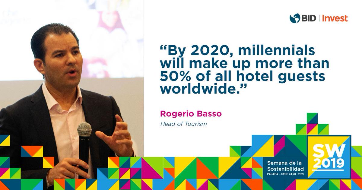 BIDInvest's tweet photo. Head of Tourism Rogerio Basso talks about how the #tourismindustry is rapidly evolving and how it is becoming more responsible and inclusive to accommodate travelers needs and experiences with the environment and communities. #SW2019 https://t.co/nTiGYUg4bL https://t.co/W5ufcpQiAe
