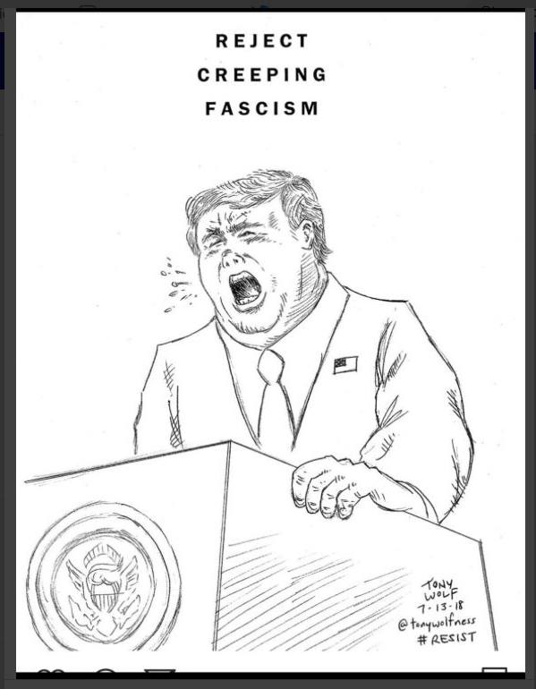 tonywolfness's tweet photo. @TheAmadisKay @W7VOA @WhiteHouse @OMAROSA @TheJusticeDept Trump is a real danger to our nation and to the fundamental integrity of our society - protest art by me #resist #ImpeachmentInquiryNow #resistinjustice #ResistLies #TheResistance #LiarInChief #freepress #realjournalism #journaliwsm Trump quotes Stalin, Hitler & Nixon to attack https://t.co/RV34GQxwnr