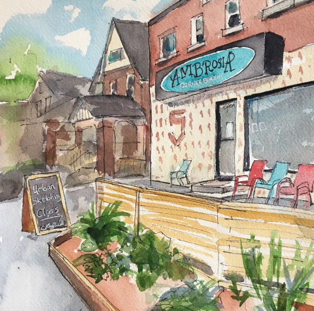 local_advocate's tweet photo. Love your city? Learn to sketch it! The talented Candice Leyland is leading a FREE #UrbanSketching Class in the #CentralFrederick Neighbourhood on Tuesday, July 2 at the Ambrosia Corner Bakery - and don't forget to BYOS (Bring Your Own Sketchbook)! 😉 https://t.co/pBsm0aAp90 https://t.co/lH8a2cZV26