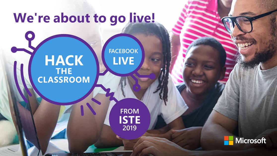 It's time to head over to Facebook, #HacktheClassroom is about to go live! Join the event here: msft.social/kASGbi #MicrosoftEDU