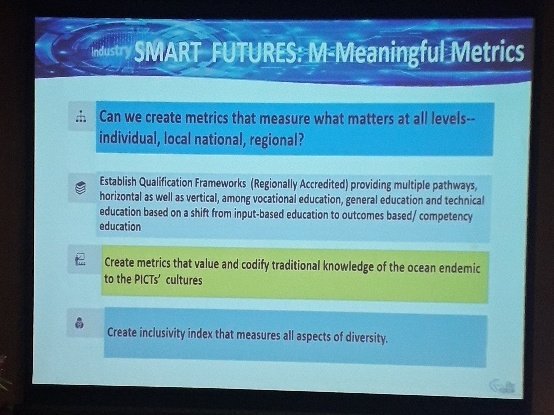 results4change's tweet photo. Meaningful metrics for the future @DrClaireNelson we shouldn't use metrics for 100m population states! #PacificSkills2019 #skills #TVET #creatingskillsforlife @dfat @aptcpacific @UniSouthPacific https://t.co/Ji0vwTmJR3