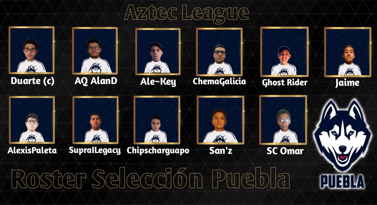 #AztecLeague I 👤

Ellos son los 15 poblanos que nos representarán en @AztecLDE_Mx. 

Esa copa tiene que ser nuestra, ¡Vamos Puebla! 

👮🏻‍♂️ Staff 👮🏻‍♂️

🤵🏻 Capitán: <a href="/Duarte__Cr/">Duarte ツ</a> 
👨🏻‍🏫 Cocapitán y Coach: @T_CesarCR
👨🏻‍💻 Manager: <a href="/rocansito/">Rocan</a>
👨🏻‍💻 Manager: <a href="/EddyMoser/">Eds.</a>
🕵🏻‍♂️ Analista: <a href="/emanuel_osro/">Emanuel Osorio</a>