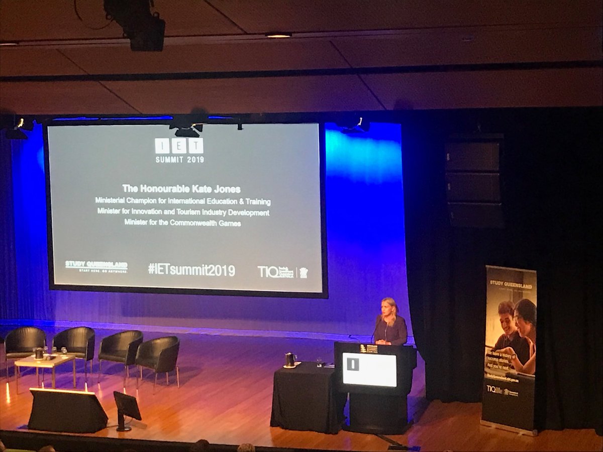 Changing the narrative is the theme of today at the #IETSummit2019 led by @StudyQld. Start Here. Go Anywhere says Minister <a href="/katejonesqld/">Kate Jones</a>. Let’s build #international #education and #training into the fabric of the #Queensland community