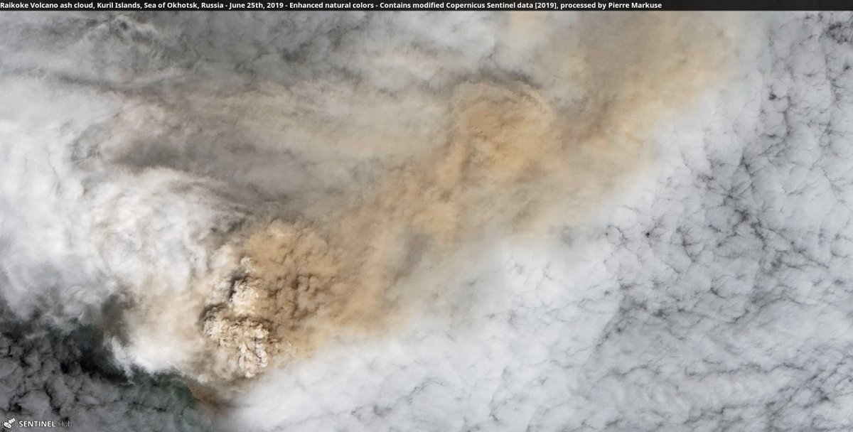 Raikoke Volcano ash cloud, Kuril Islands, Sea of Okhotsk, #Russia 25 June 2019. Copernicus/Pierre Markuse