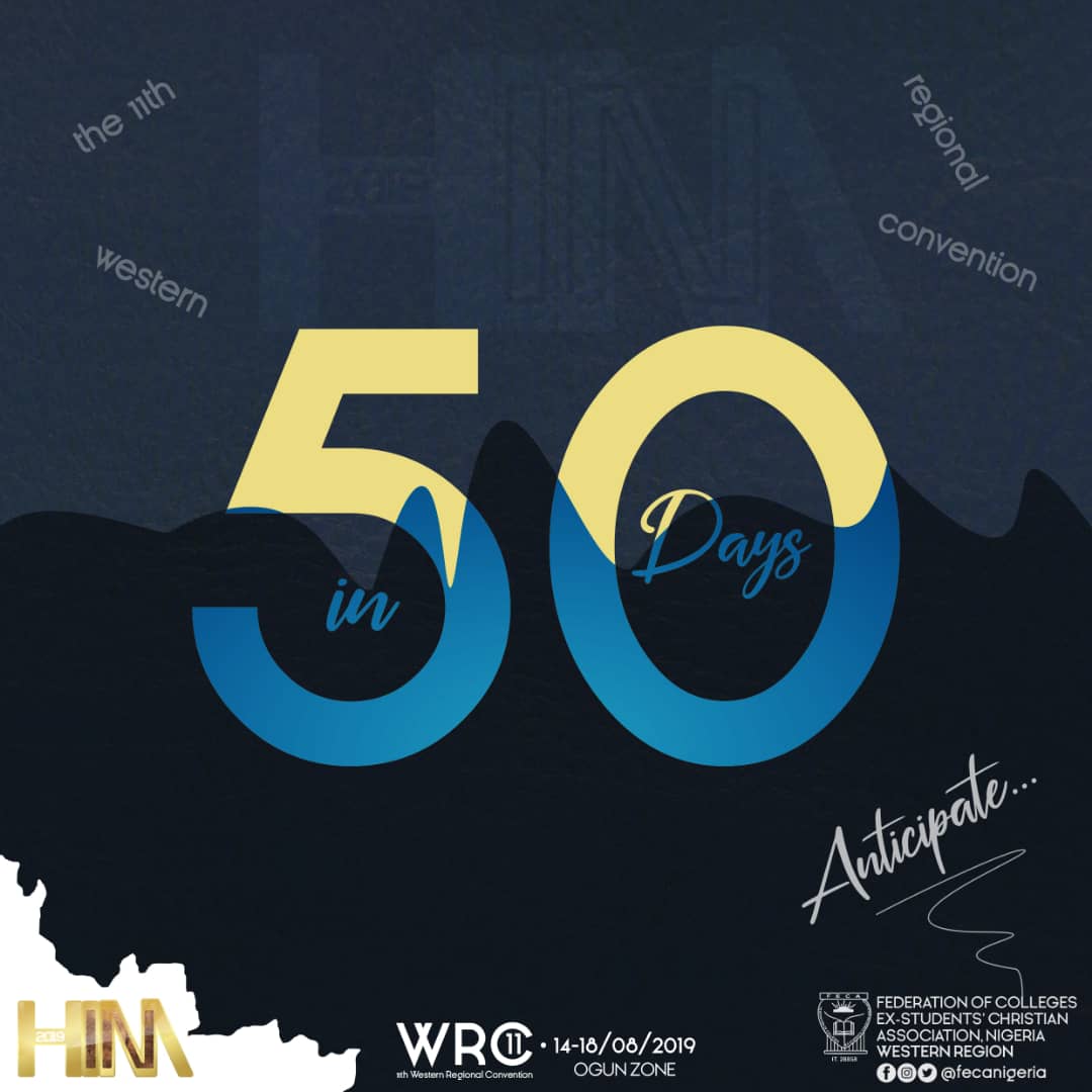 westgion's tweet photo. Great People,
How is your week going? 😇
We are 50 days closer to the 11th Western Regional Conventional.
Please stay EXPECTANT 
Are you yet to register?
Kindly do so. 
Here is the link, 
https://t.co/Vmv7ci7AzD

Stay Awesome.
Love,
Western Regionals

#InHIM2019
#WRC #FECANigeria https://t.co/fIZVMyqntn