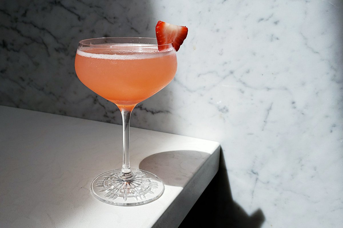 #Bar Manager Stacey Ackerman's Lady and the Tramp #cocktail is dangerously crushable with @TempoRenovo gin, <a href="/GiffardLiqueurs/">Giffard Liqueurs</a> Lichi-li, housemade #strawberry syrup and sparkling #wine. Don't say we didn't warn you! 😉 #WestOnSouth