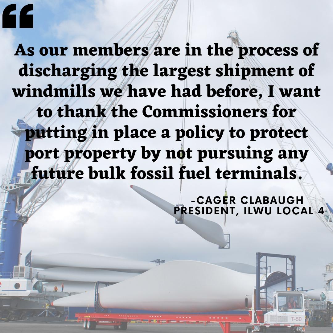 Port of Vancouver Will Steer Clear of New Bulk Fossil Fuel Terminals: "...I want to thank the Commissioners for putting in place a policy to protect port property by not pursuing any future bulk fossil fuel terminals,” -Cager Clabaugh bit.ly/VancouverPortN…