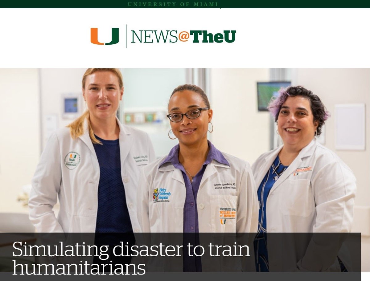 HumanitarianU's tweet image. A recent article from @University of Miami about our live training. &quot;Simulating disaster to train humanitarians&quot; zurl.co/e1im @UMiamiNursing  @umiamimedicine  @School of Nursing &amp;amp; Health Studies  #HumanitarianTraining #LiveSimulation #DisasterReady  #SimEX2019