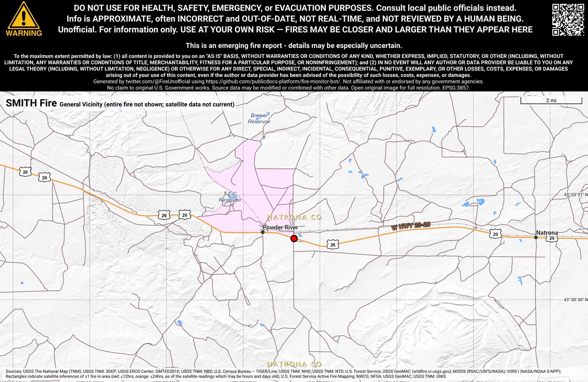 RockyMtnFireBot's tweet image. #SmithFire 🔥 unofficial new fire report.
Near Powder River, WY. ⚠️ DO NOT USE FOR SAFETY PURPOSES - See officials instead. May be incorrect; disclaimers in images.