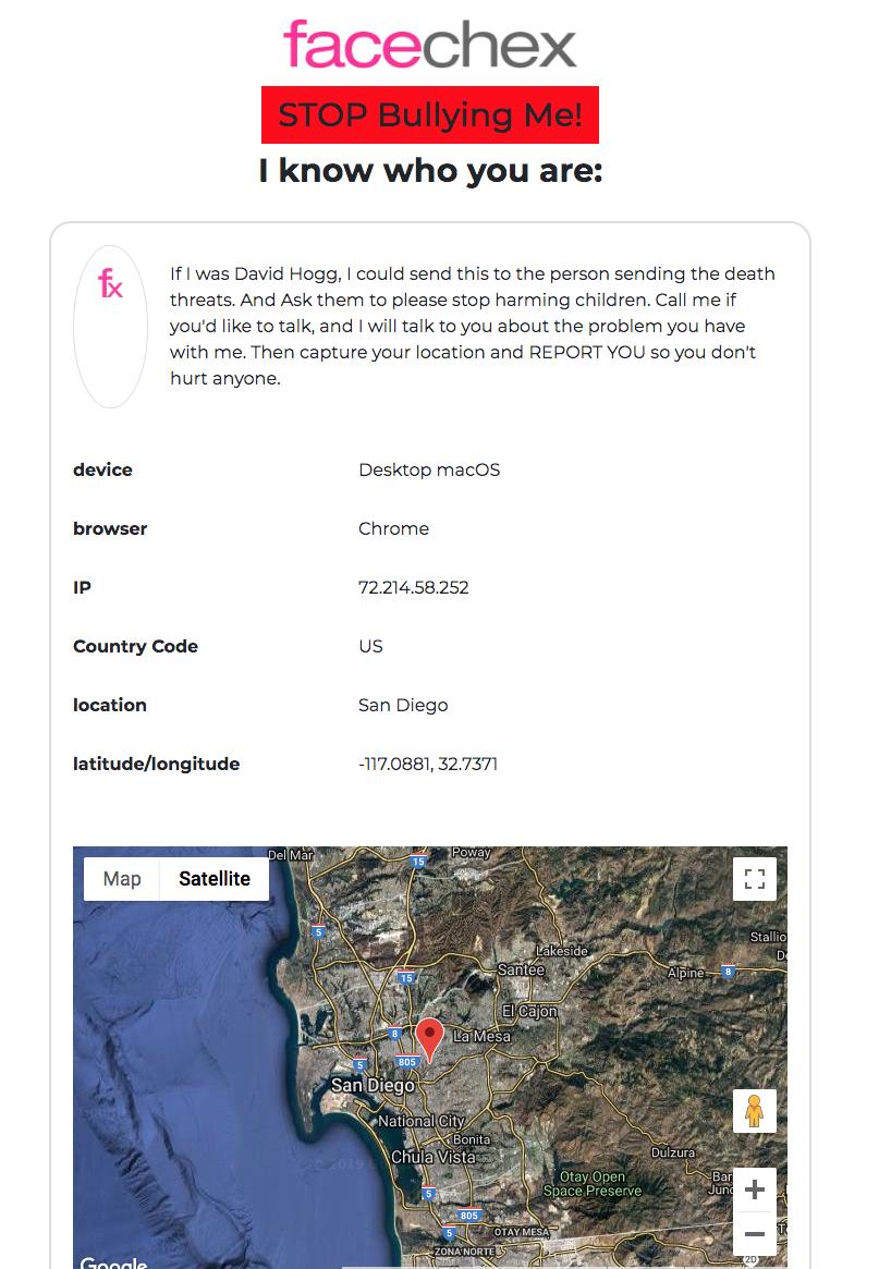 FaceChex's tweet image. This shouldn't be happening @davidhogg111. David Hogg targeted in death threats and violence. Let's give kids the tools to fight back.  Help in spreading the word for Protect.FaceChex.com to let kids fight back against bullies, death threats, and see something say it.