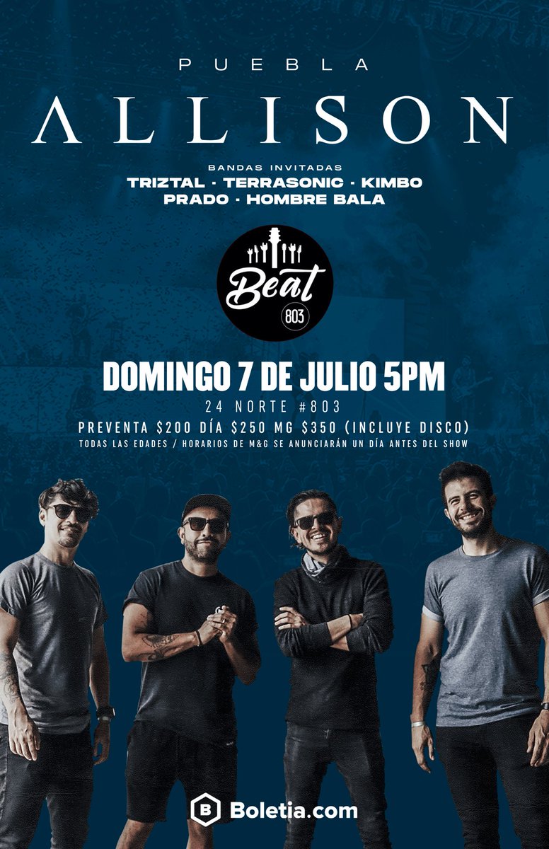 TriztalBand's tweet photo. Nos vemos en puebla este 7 de julio🔥🔥 junto @Allisonband @terrasonicband https://t.co/FcY9q8HcqA