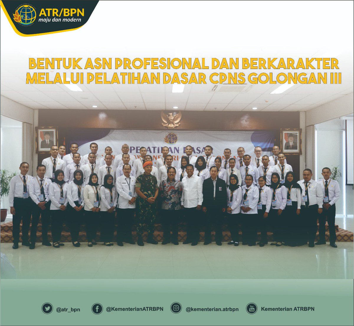 atr_bpn's tweet photo. Pelatihan Dasar Calon PNS Golongan III dilakukan untuk membentuk PNS profesional yang berkarakter, oleh sikap perilaku bela negara, nilai- nilai dasar PNS yang biasa disingkat dengan ANEKA sehingga mampu melaksanakan tugas dan perannya

https://t.co/GGZzetK0E6 https://t.co/TMNQdg168B