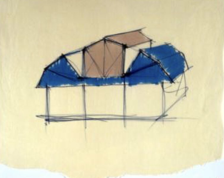 Domino’s Franchise Prototype (1986) /// Conceptual sketches for prefabricated Domino’s franchise stores, a prelude to the final Gunnar Birkerts project in Ann Arbor...