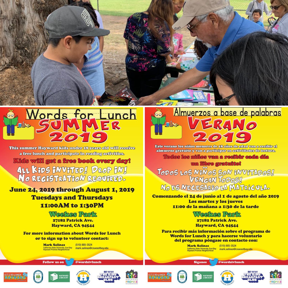 wordsivlunch's tweet photo. Today #wordsforlunch successfully launched another summer of activities. Join us on Tuesdays and Thursdays. Weekes Park. 11:30am to 1:30PM. Lunch is free and all kids will receive a free book. Join us this week. https://t.co/EngTirbbvN
