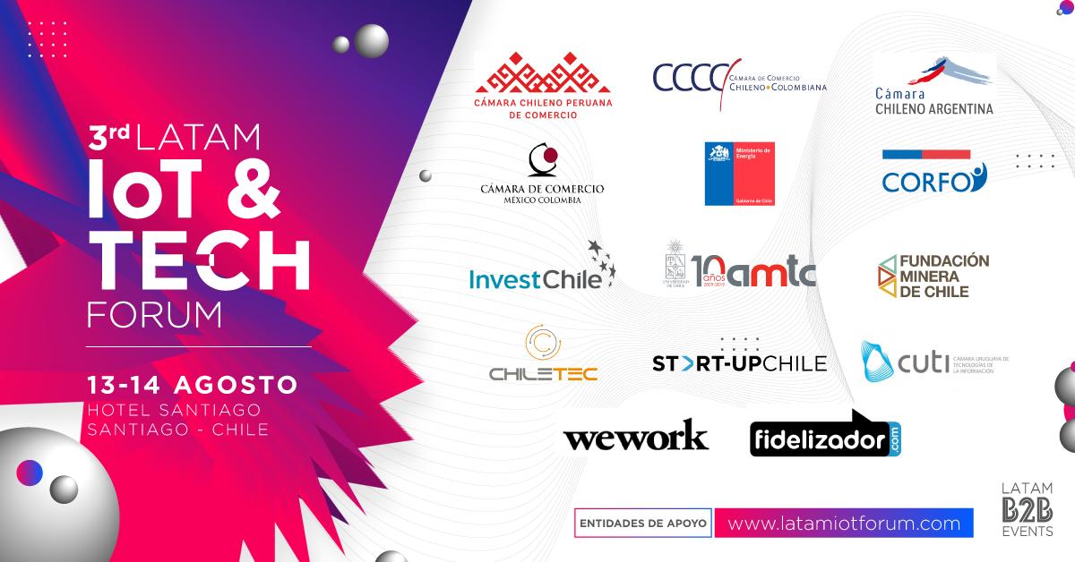 eventsbymcgroup's tweet photo. @fidelizador @InvestChile @Fundaminchile @ChiletecOrg @CamaraChileCol @CutiUy  @WeWork @AMTCUChile @MinEnergia @startupchile @Corfo  @latamb2bevents  te invitan a ser parte de este gran encuentro, amplifica tus ideas en el 3rd #LatAmIOTforum 2019, Te esperamos! #iot #tech https://t.co/0VI36QRvDF