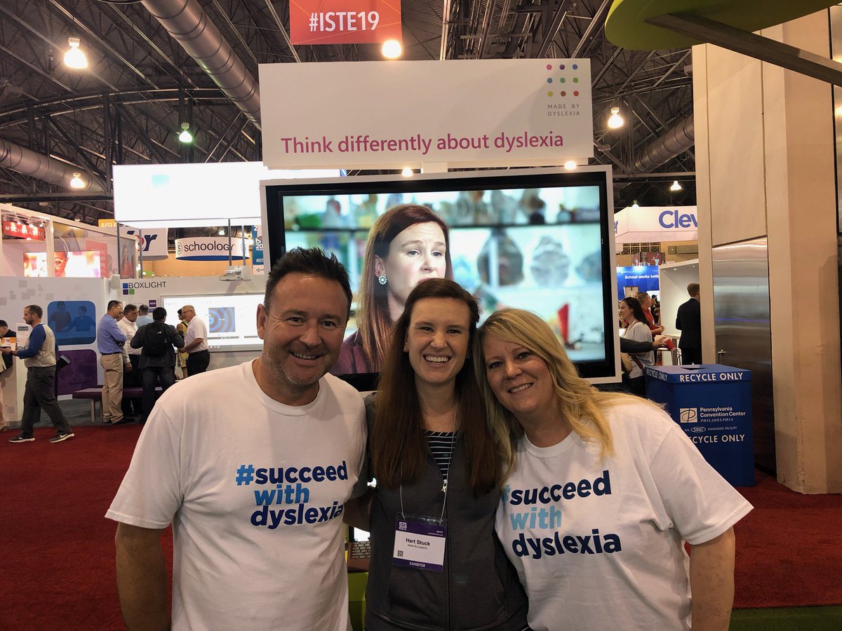 Stuckin5thGrade's tweet photo. @jamesgreenedu and @jodiszuter were such a highlight today. Proud to see the #powerofdyslexia represented so strong at #ISTE19 . Thank you for visiting us at @MadeByDyslexia @MicrosoftEDU @SchenckSchool https://t.co/B0Af3aBpPB