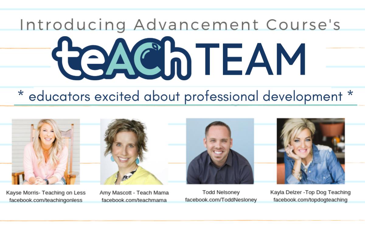 teachmama's tweet photo. I am *thrilled* to announce an exciting #edu partnership! Check out the @AdvanceTeaching teACh Team: @TopDogTeaching @TechNinjaTodd , Kayse Morris of #teachingonless , and me! You don't want to miss this: https://t.co/ekSaOB5GV7 #teAChTeam #advancementcourses #ad https://t.co/WnnszzV44K
