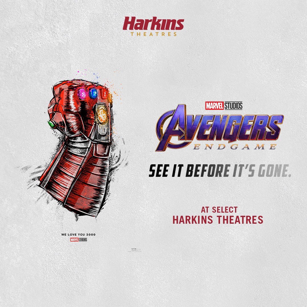 Harkins Theatres on Twitter: "Starting 6/28, we are bringing back Marvel  Studios' AVENGERS: ENDGAME one more time on the BIG screen with a special  video introduction from director Anthony Russo, an unfinished