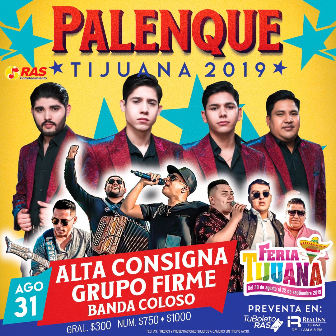 31 de Agosto #PalenqueRAS 2019 #Tijuana <a href="/consigna_alta/">AltaConsigna</a> <a href="/GrupoFirme/">GrupoFirme</a> y @Banda coloso no puedes perderte este gran palenque.