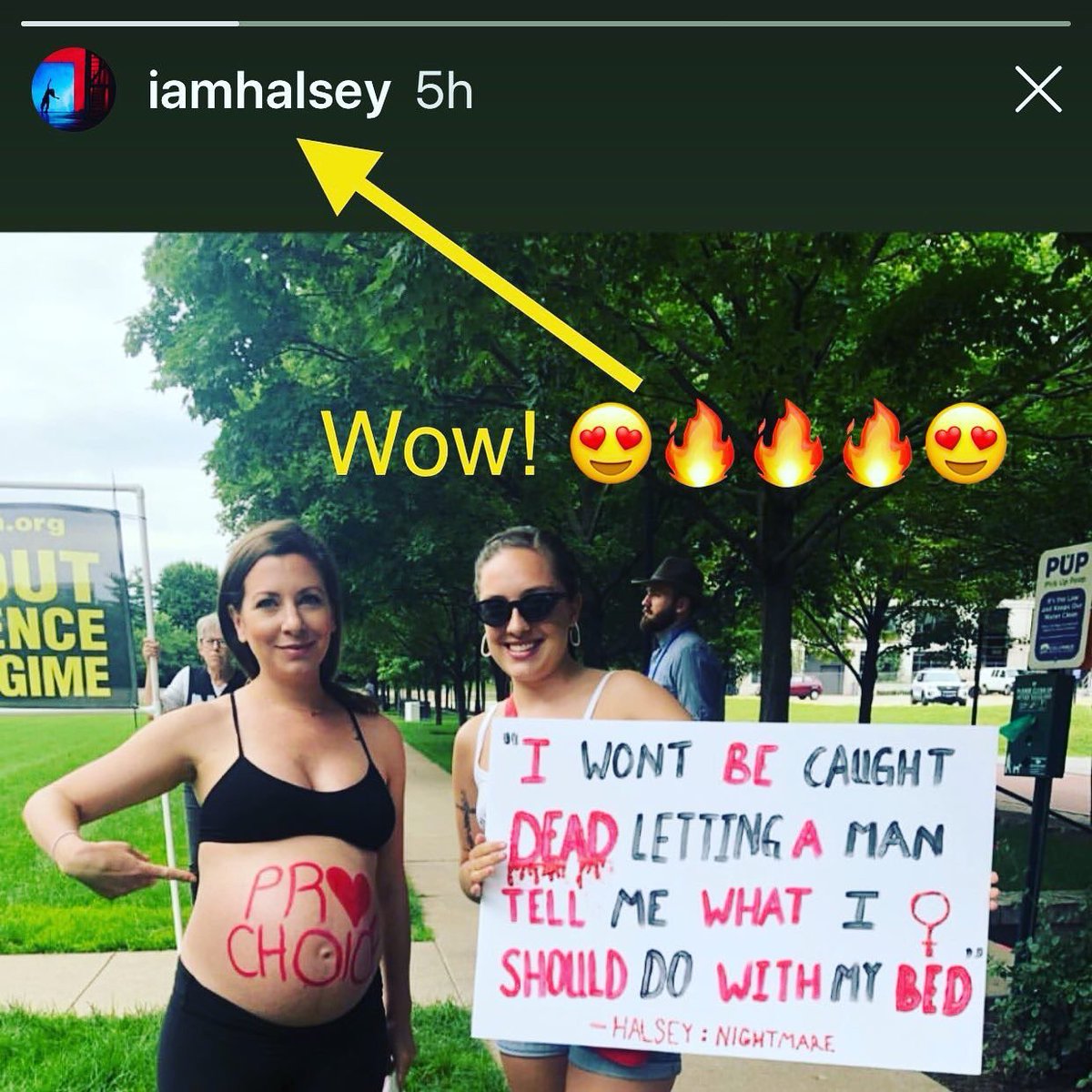 Wow @halsey shared 📸 of the pregnant founder of Pr❤️ Choice With Heart with our signature logo drawn on her belly! It’s our mission to create a #prochoice visual campaign online & it’s working! We will take back social media, from hate of the anti choice, anti woman cyber mob❤️