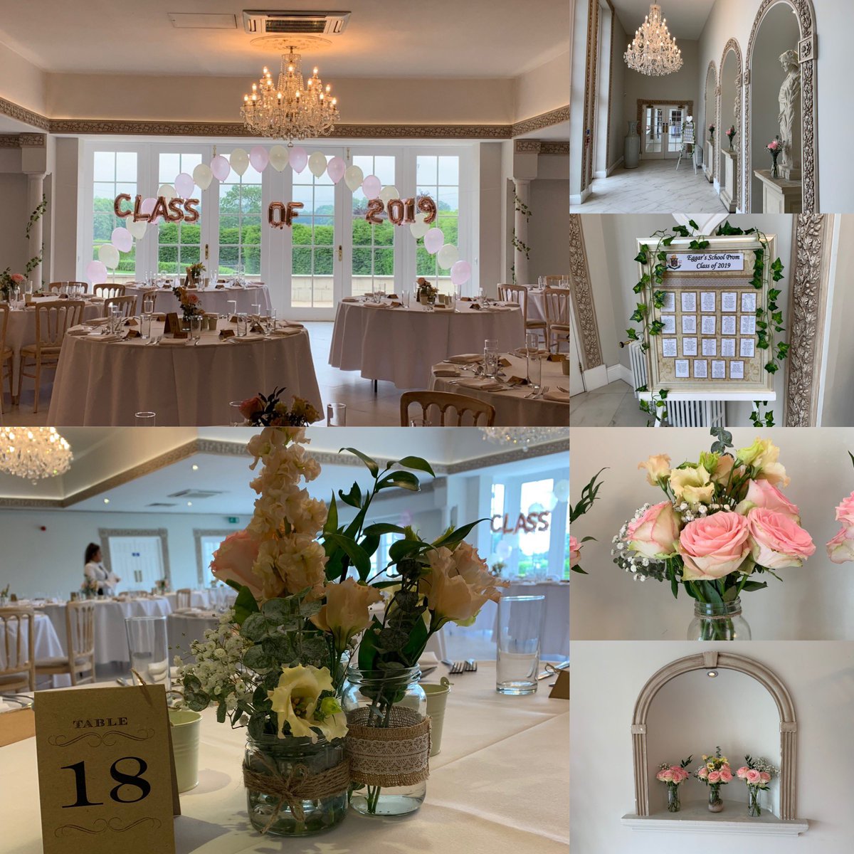 clare_daish's tweet photo. Prom done for another year. New talent learnt this year though - flower arranging. One couple who came to tour the venue thought we were professionals! Even wanted to hire us to do their wedding #newcareer #prom #flowers #classof2019 #eggars https://t.co/bgFdKlW7fv