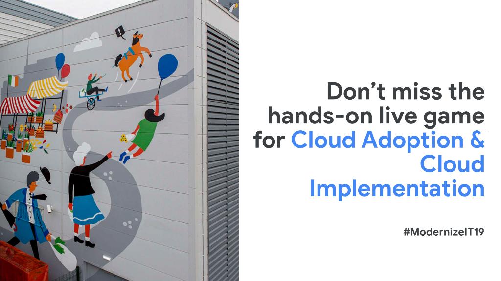 GoogleCloud_SG's tweet photo. It's game time! Join Solutions Engineer, Richard and Customer Engineer, Natalie in the hands-on live game for #Cloud Adoption and Implementation → https://t.co/f3WO2difNW #ModernizeIT19 https://t.co/9ndqHRemhX