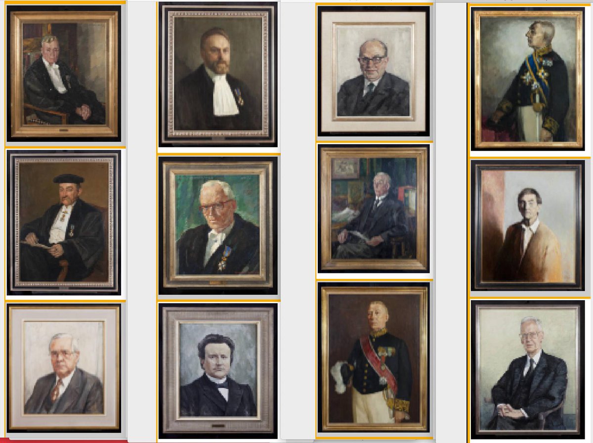 Series of paintings from the University of Amsterdam. Each painting describes a single, male professor, wearing either a black suit, or some other professional looking outfit.