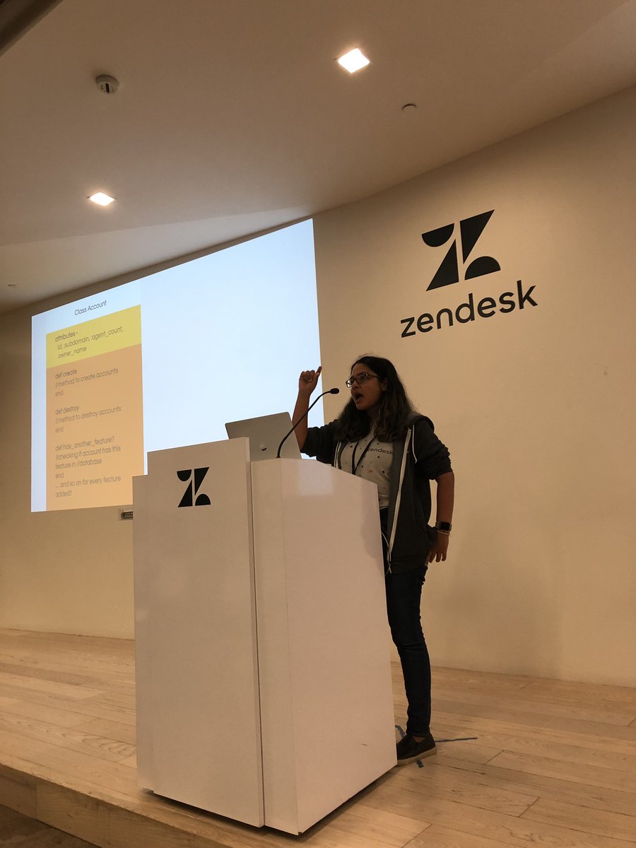 Getting things started at the #girlgeekxzendesk dinner. Swati telling us how metaprogramming makes programming more fun.
