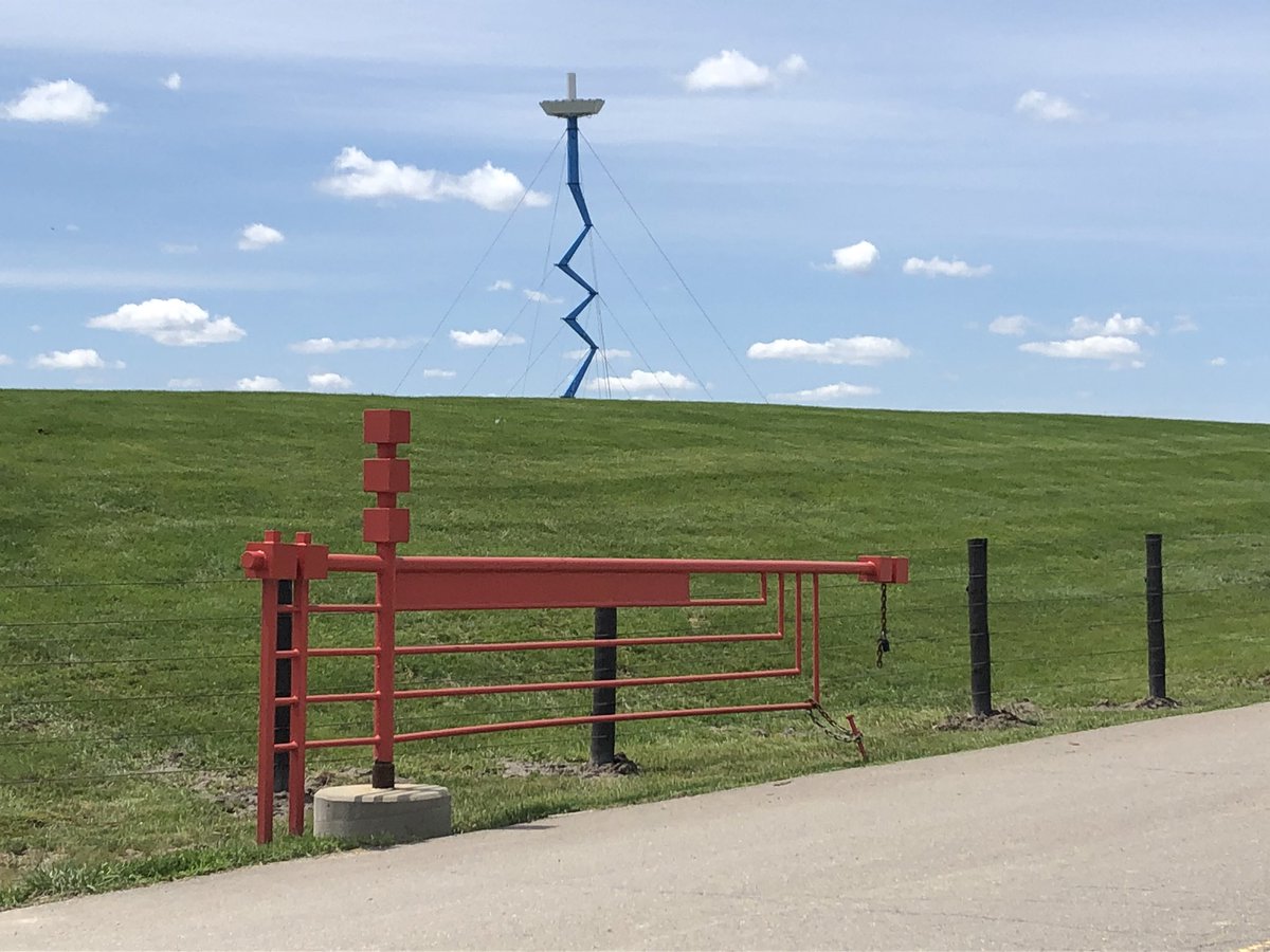 More Prairie Style details around the Domino’s Farms campus. The gate and trashcan are cool, but the signage might be...a bit much