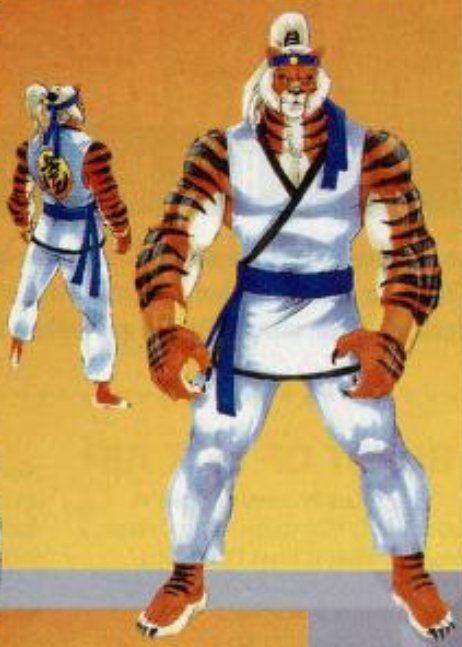 John Tobias' original character sketches for Kintaro, Shang Tsung, Baraka, and Raiden in Mortal Kombat II.