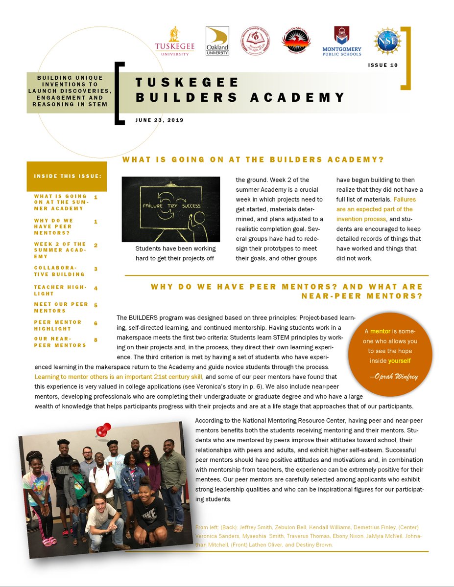 A new issue of the BUILDERS Academy summer newsletter is available in our website! tuskegeebuildersacademy.org/news--upcoming…
@STELAR_CTR <a href="/jgrayatua/">Jeff Gray</a> @AlabamaDeptofEd <a href="/TUBuilders/">TU BUILDERS Academy</a> <a href="/GovernorKayIvey/">Governor Kay Ivey</a> <a href="/CentralRedDevil/">Central High School</a> <a href="/NHScampuslife/">NHS Campus Life</a> <a href="/mcboe1902/">MaconCountySchools</a> <a href="/maqazi66/">Mohammed A. Qazi</a>