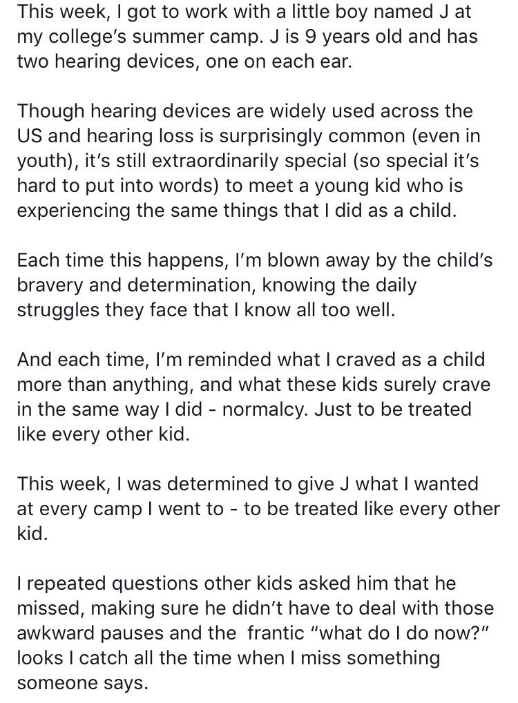 Kate_Ward2's tweet image. Though hearing devices are widely used across the US and hearing loss is surprisingly common (even in youth), it’s still extraordinarily special (so special it’s hard to put into words) to meet a young kid who is experiencing the same things that I did as a child 🤟🏼💕