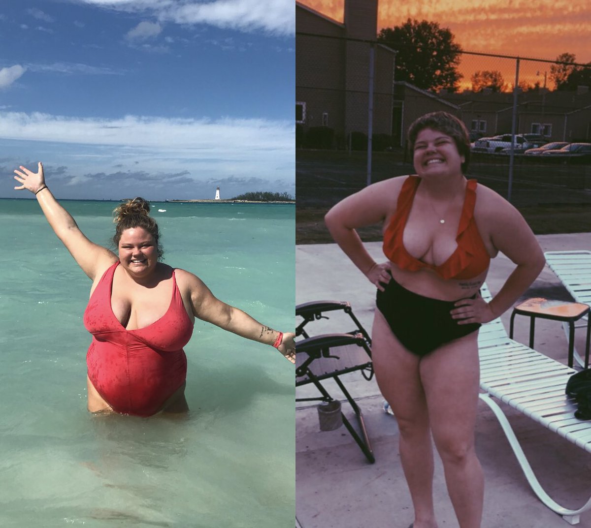 drUnkONTaYtAy's tweet photo. I’ve been slacking lately, but damn it feels good to look back at all my hard work! 75 pound difference and new boobs later 💁🏼‍♀️ https://t.co/UU73w6awPq