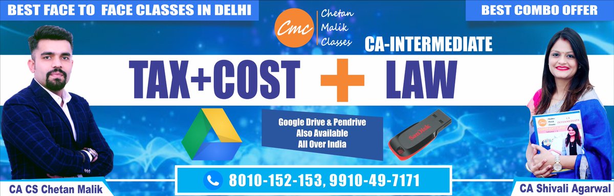 MalikClasses's tweet photo. #TAX, #COST  &amp; #LAW classes by #Chetan_Malik_Classes 
FOR More Details  of our  #CA Courses &amp; Our Classes 
FREE DEMO CLASSES
Call:8010-152-153,  9910497171

https://t.co/V6qM0U5Wo5 

#CA_classes  #pendrive_classes   #cmc #CA_cost_classes  #cost_classes  #cost_coaching_in_delhi https://t.co/XVotGpSO4r