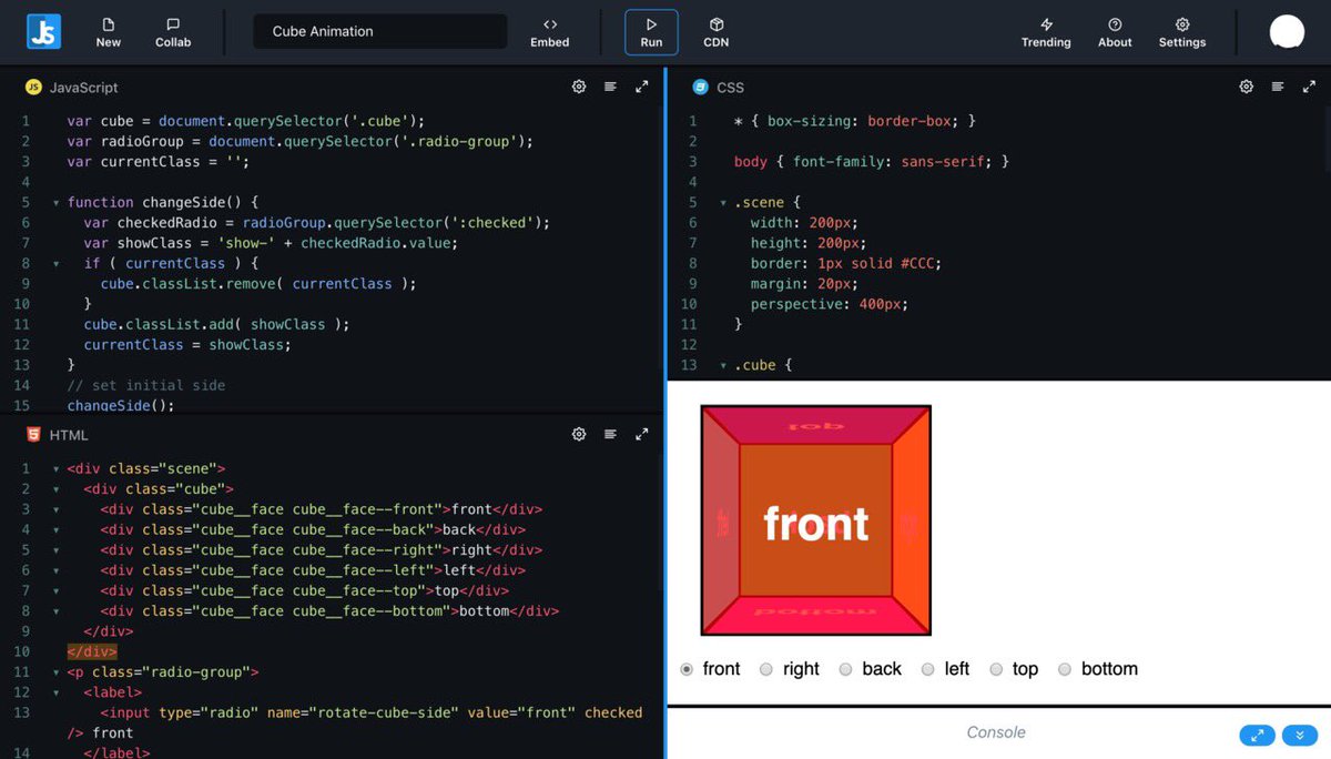 ashvin_777's tweet image. Try out JSitor jsitor.com, my newly developed online tool.
NodeJS, HTML, Pug, CSS, Sass, PostCSS, JavaScript/JSX/Babel online for free
#jsitor #javascript #nodejs #onlineeditors #web #css #html #js #ui #webdesign @JavaScript @sfhtml5 @css @davidwalshblog @addyosmani