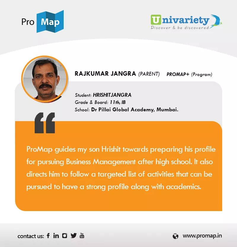 ProMapIndia's tweet photo. #Testimonial
Here's what Rajkumar Jangra, father of Hrishit Jangra from Dr. Pillai Global Academy, Mumbai has to say about ProMap.
Find out more about ProMap here: https://t.co/pASt5aE1IO
#ProMap #BeyondAcademics #StudentProfileBuilder #CareerGuidance #Counselling #Education https://t.co/VjOjTbY7ls