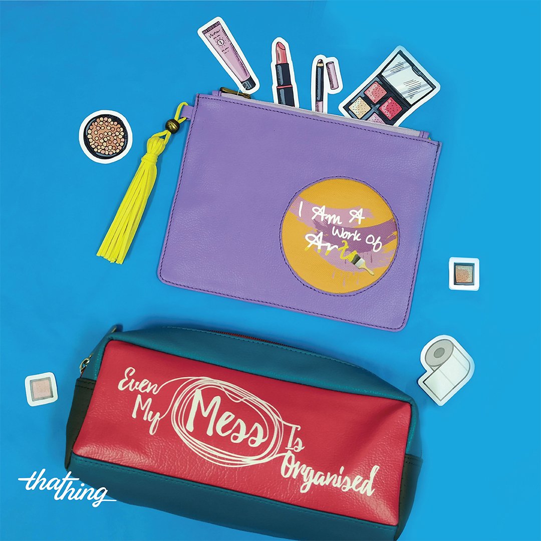 ThathingCo's tweet photo. Stay organised with these quirky pouches in all sizes and funky designs. Visit: https://t.co/r4Y51O361m
#pouch #makeuppouch #pouches #makeupkit #shavingpouch #veganleather #travelaccessories #travelpouch #madeinindia #thathing https://t.co/SPqk8spyaS