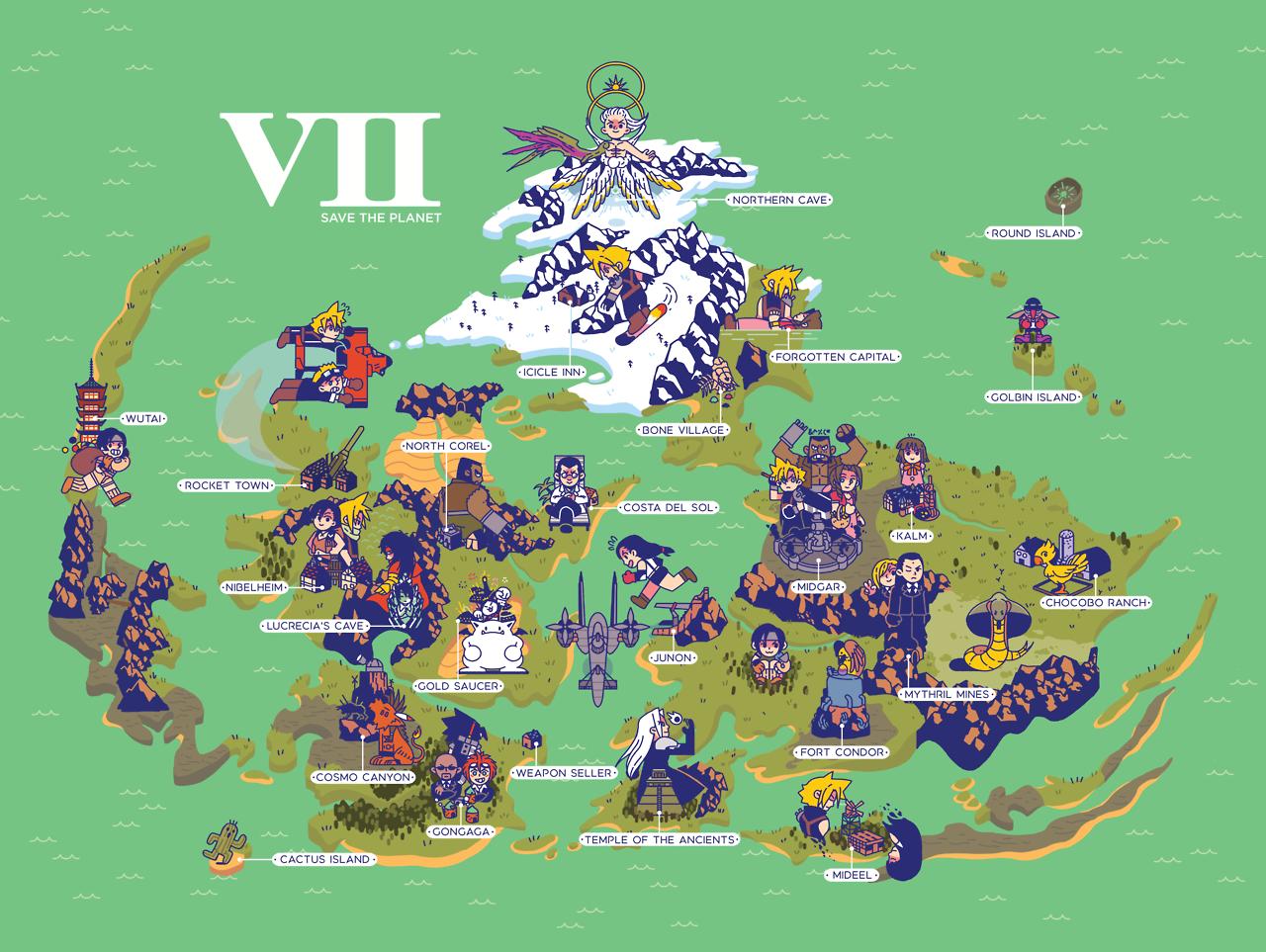 Map Of Gaia Ff7 Halcali 🇺🇦 Al Twitter: "Ffvii World Map (Gaia) A Lot Of Variety, Though A  Few More Locales On Wutai Would've Made The Experience More Authentic/Real.  I Mean... Why Does Wutai Have Only